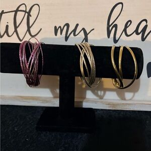 Elegant Gold and Purple Bangle Sets (3)